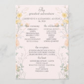 Rosa Pfirsich Wildblumen Gefaltete Hochzeitstischk Programm (Vorderseite)