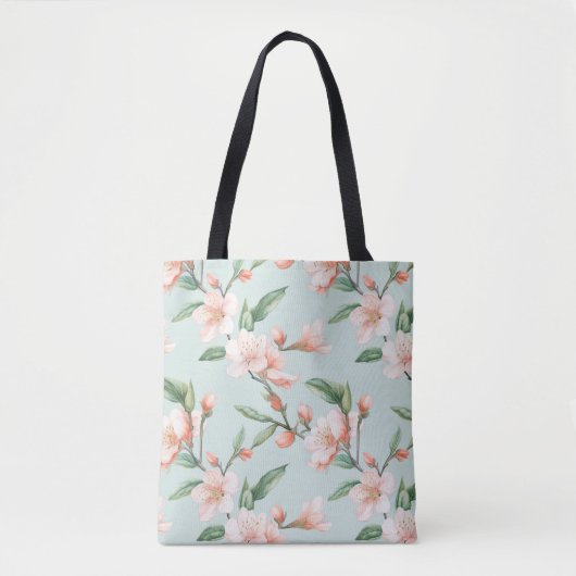 Rosa Pfirsichbaum Blossom All-over-Print Tasche (Vorderseite)