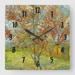 Rosa Pfirsichbaum in Blossom Reminiszenz von Mauve Quadratische Wanduhr