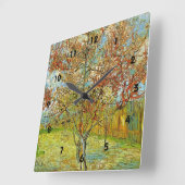 Rosa Pfirsichbaum in Blossom Reminiszenz von Mauve Quadratische Wanduhr (Winkel)