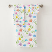 Rosa Pfirsichblau Gelbe Pflaume Blumenmuster Badhandtuch Set (Insitu)