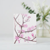 Rosa pfirsichblühende Zweige im Frühling Einladungspostkarte (Stehend Vorderseite)