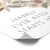 Rosa Pfirsichblüte Botanische Blumenhochzeit Poster (Ecke)