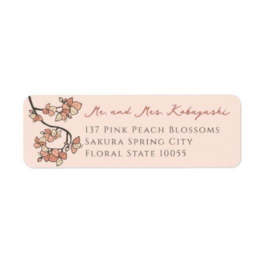 Rosa Pfirsichblüten Blume Asiatische Hochzeitsadre (Vorne)