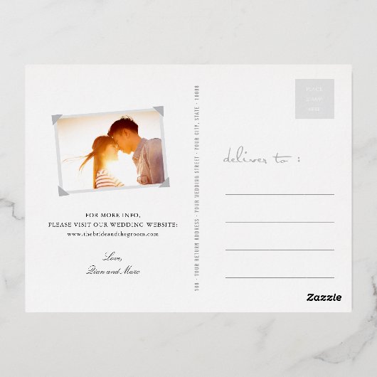 Rosa Pfirsichblüten Doppeltes Glück Save the Date Folie Einladungspostkarte (Rückseite)