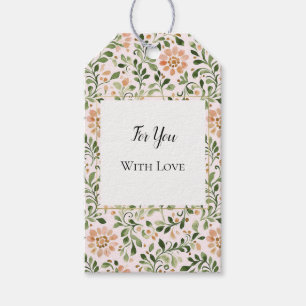 Rosa Pfirsichblüten Grüne Blätter Brautdusche   Geschenkanhänger