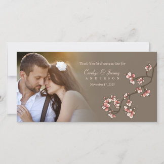 Rosa Pfirsichblüten Hochzeit danke Ihnen Fotokarte