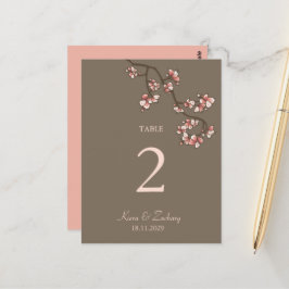 Rosa Pfirsichblüten Hochzeitskarte Tischnummer