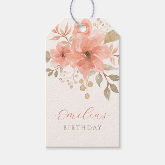 Rosa Pfirsiche Geschenkanhänger (Vorderseite)