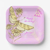 Rosa Pfirsichfalter Pappteller (Vorderseite)