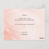 Rosa Pfirsichfarbe | Dusty Blue Bridesmaid Postkarte (Rückseite)