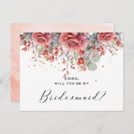 Rosa Pfirsichfarbe | Dusty Blue Bridesmaid Postkarte