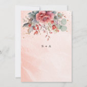 Rosa Pfirsichfarbe | Dusty Blue Wedding Einladung (Rückseite)