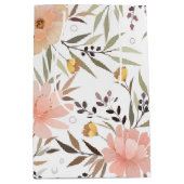 Rosa Pfirsichfarben, Blumenblättriger Olive Brown Mittlere Geschenktüte (Vorderseite)