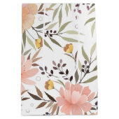 Rosa Pfirsichfarben, Blumenblättriger Olive Brown Mittlere Geschenktüte (Rückseite)