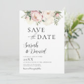 Rosa Pfirsichfarben Elegante Hochzeit Save The Date (Stehend Vorderseite)