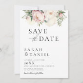 Rosa Pfirsichfarben Elegante Hochzeit Save The Date (Vorderseite)