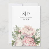 Rosa Pfirsichfarben Elegante Hochzeit Save The Date (Rückseite)