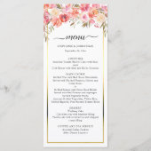 Rosa Pfirsichfarben Hochzeit Gold Menükarte (Vorderseite)