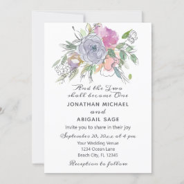 Rosa Pfirsichfarben Lila Christliche Hochzeit mit  Einladung