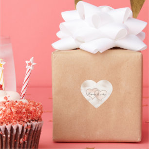 Rosa Pfirsichfarben Rose Glitz Herz Herz-Aufkleber