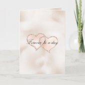 Rosa Pfirsichfarben Rose Glitz Herz Karte (Vorderseite)