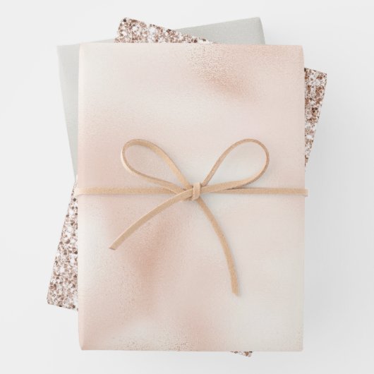 Rosa Pfirsichfarben Rose Glitzer Geschenkpapier Set (Beispiel)