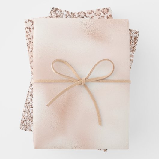 Rosa Pfirsichfarben Rose Glitzer Geschenkpapier Set (Beispiel)