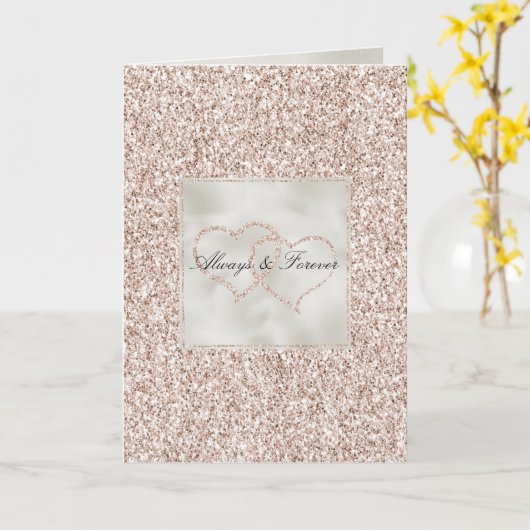 Rosa Pfirsichfarben Rose Glitzer Herz-Liebe Hochze Karte (Gelbe Blume)