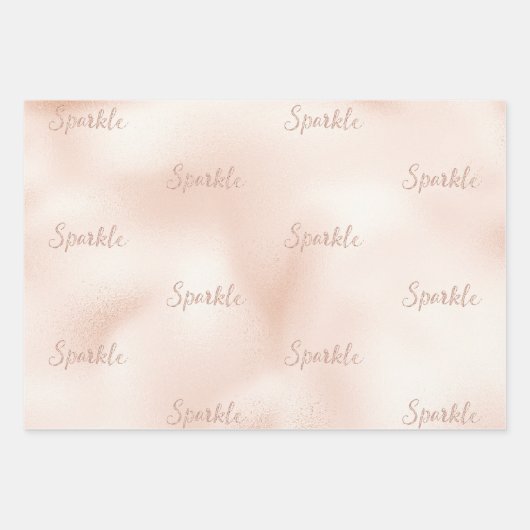 Rosa Pfirsichfarben Rose Glitzer Sparkasse Geschenkpapier Set (Vorderseite 3)