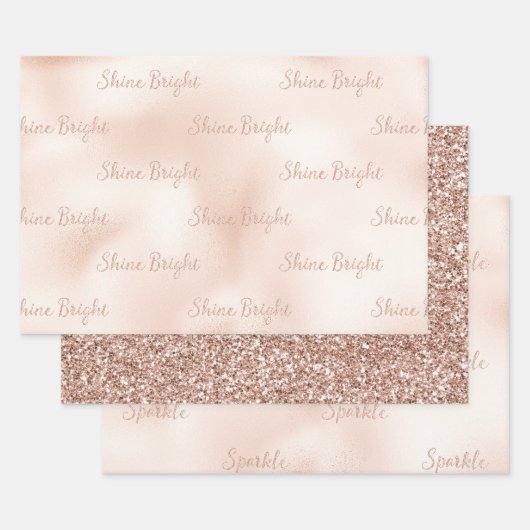 Rosa Pfirsichfarben Rose Glitzer Sparkasse Geschenkpapier Set (Set)