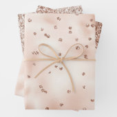 Rosa Pfirsichfarben Rose Gold Glitzer Punkte Geschenkpapier Set (Beispiel)