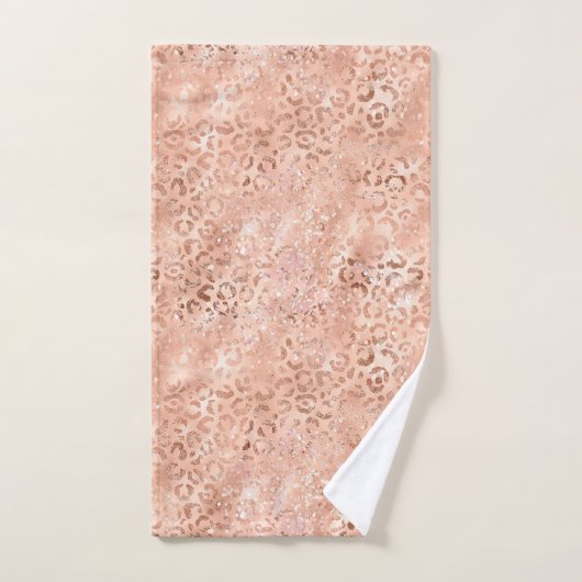 Rosa Pfirsichfarben Rose Gold Leopard Badhandtuch Set (Handtuch)