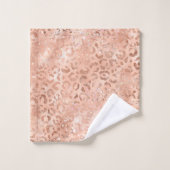 Rosa Pfirsichfarben Rose Gold Leopard Badhandtuch Set (Waschlappen)