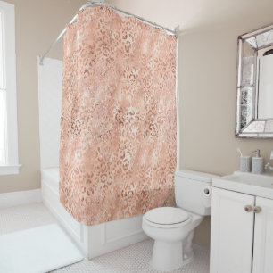 Rosa Pfirsichfarben Rose Gold Leopard Duschvorhang