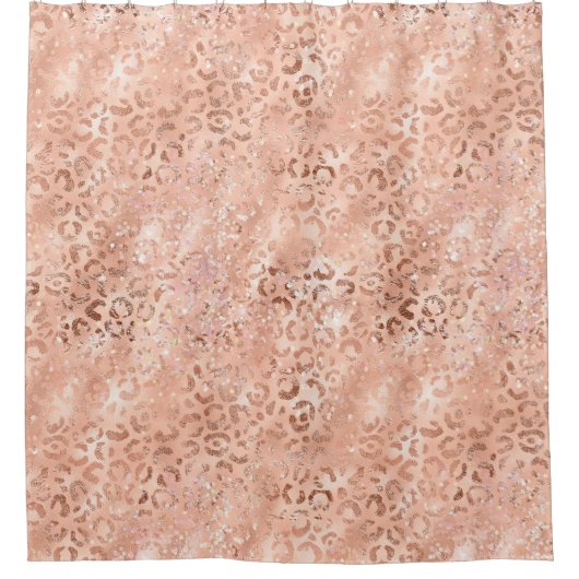 Rosa Pfirsichfarben Rose Gold Leopard Duschvorhang (Vorderseite)