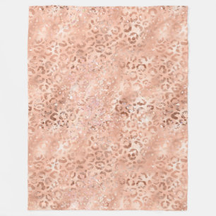 Rosa Pfirsichfarben Rose Gold Leopard Fleecedecke