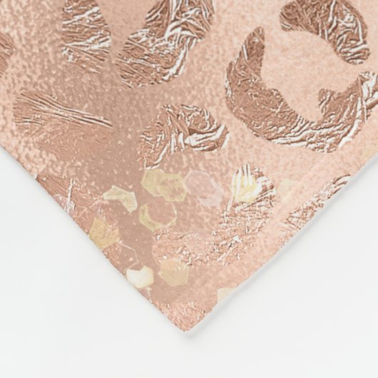 Rosa Pfirsichfarben Rose Gold Leopard Fleecedecke (Ecke)