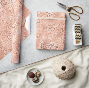 Rosa Pfirsichfarben Rose Gold Leopard Geschenkpapier