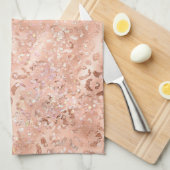 Rosa Pfirsichfarben Rose Gold Leopard Geschirrtuch (Viertel Falte)