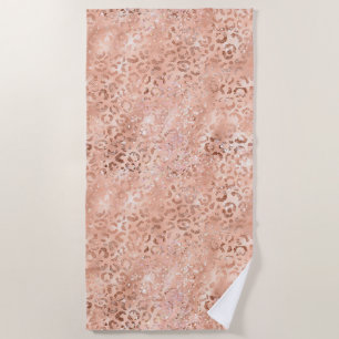 Rosa Pfirsichfarben Rose Gold Leopard Strandtuch