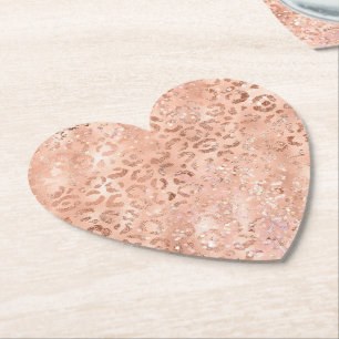 Rosa Pfirsichfarben Rose Gold Leopard Untersetzer