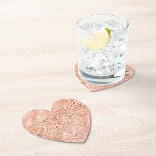 Rosa Pfirsichfarben Rose Gold Leopard Untersetzer (Vor Ort)