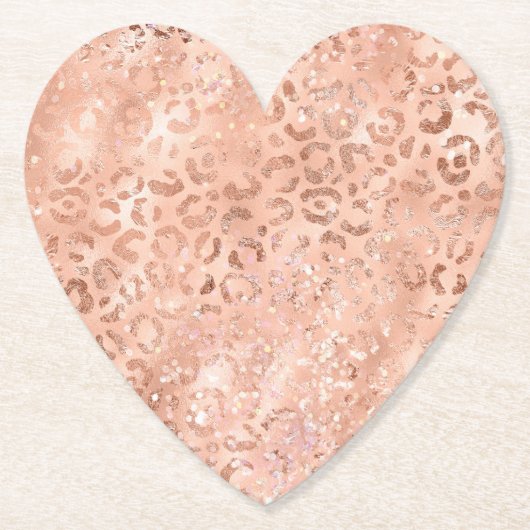 Rosa Pfirsichfarben Rose Gold Leopard Untersetzer (Vorderseite)