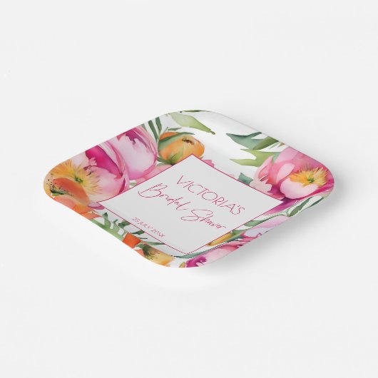 Rosa, pfirsichfarbene Birnen, elegantes Brautparty Pappteller (Gewinkelt)