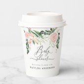 Rosa pfirsichfarbene Duschkabine Party Pappbecher (Rückseite)