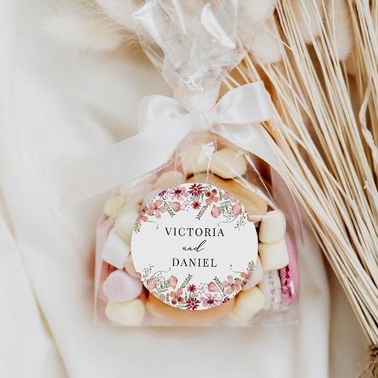 Rosa Pfirsichfarbene Gastgeschenke Hochzeiten Runder Aufkleber