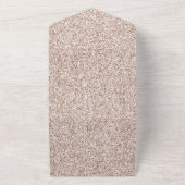 Rosa Pfirsichfarbene Rose Glitzer Herz All In One Einladung (Außenbereich)