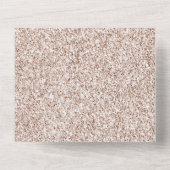 Rosa Pfirsichfarbene Rose Glitzer Herz All In One Einladung (Rückseite)