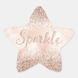 Rosa Pfirsichfarbene Rose Glitzer Sparkquote Stern-Aufkleber